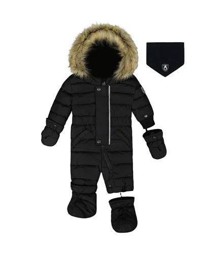 Deux Par Deux Unisex One-piece Original Puffy Snowsuit - Baby In Black