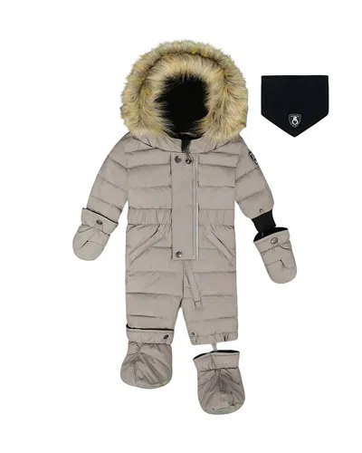 Deux Par Deux Unisex One-piece Original Puffy Snowsuit - Baby In Gray