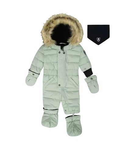 Deux Par Deux Unisex One-piece Original Puffy Snowsuit - Baby In Green
