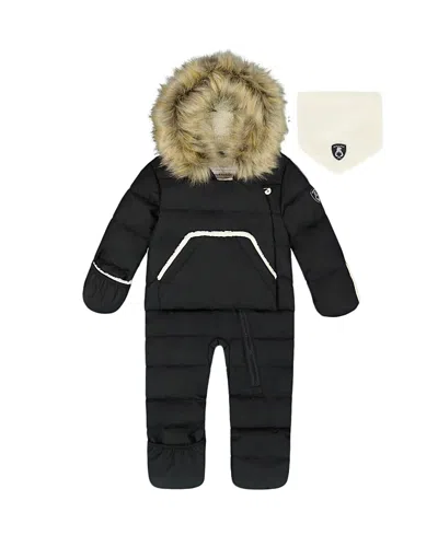 Deux Par Deux Unisex One-piece Snug Snowsuit Designed For Car Seat - Baby In Black