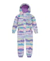 Deux Par Deux Kids Unisex Printed Mid-season One-piece Outerwear Mauve And Blue, Pink Mountain In Mauve And Blue/pink Mountain
