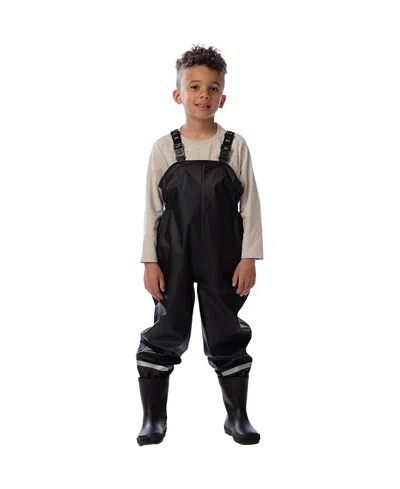 Deux Par Deux Unisex Rain Adjustable Suspender Reflective Ankle Overalls - Little Kid, Big Kid In Black