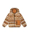 Deux Par Deux Kids Gender Inclusive Reversible Mid-season Jacket Geo Print In Brown