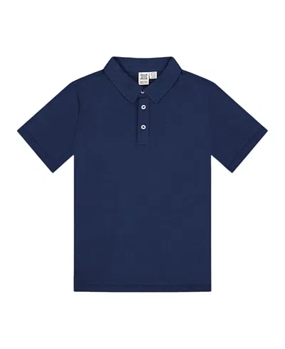 Deux Par Deux Unisex Short Sleeve Polo Shirt - Big Kid In Blue