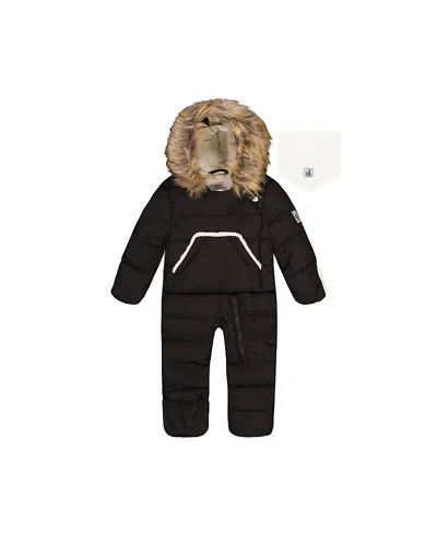 Deux Par Deux Unisex Snug Fleece Neckwarmer One Piece Snowsuit - Baby In Black