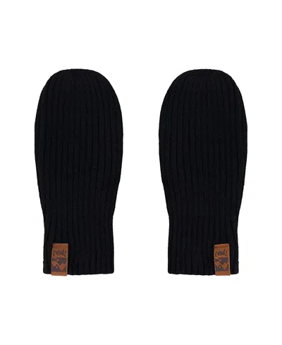 Deux Par Deux Unisex Soft Ribbed Knit Mittens - Little Kid, Big Kid In Black