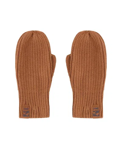 Deux Par Deux Unisex Soft Ribbed Knit Mittens - Little Kid, Big Kid In Brown