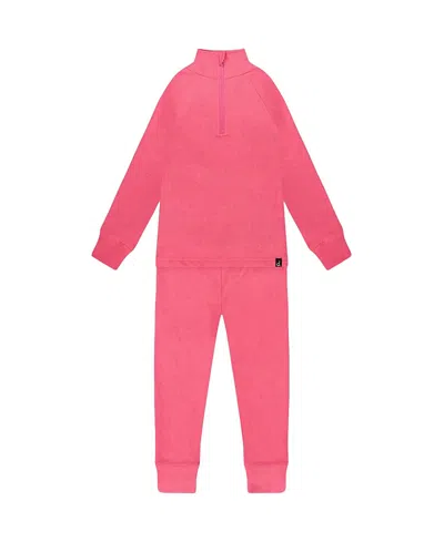 Deux Par Deux Unisex Two-piece Thermal Underwear Set - Little Kid In Pink