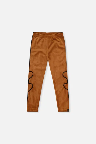 Deux Par Deux Kids' Velvet Leggings Brown