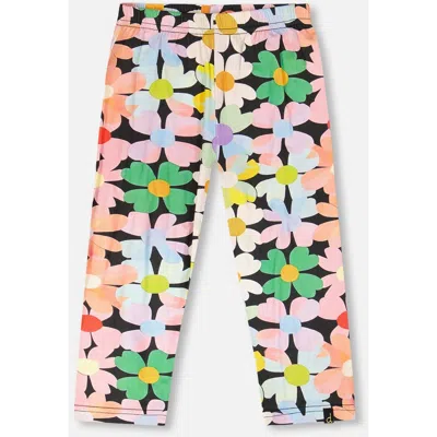 Deux Par Deux Kids'  Viscose Slim Fit Flowers Leggings In Multi