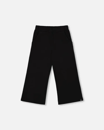 Deux Par Deux Kids'  Waffle Flare Leg Pants In Black