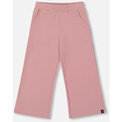 Deux Par Deux Kids'  Waffle Flare Leg Pants In Pink