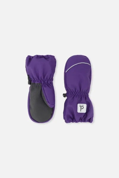 Deux Par Deux Babies'  Waterproof Play Rubberized Grip Winter Mittens In Purple