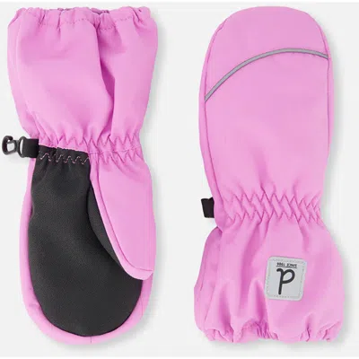 Deux Par Deux Kids'  Waterproof Play Rubberized Palm Winter Mittens In Pink