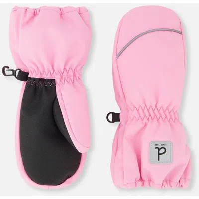 Deux Par Deux Babies'  Waterproof Rubberized Play Grip Winter Mittens In Pink