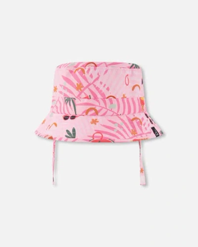 Deux Par Deux Babies'  Wide Brim Beach Print Beach Hat In Pink