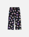 Deux Par Deux Wide Leg Fleece Pants In Black