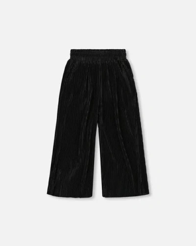 Deux Par Deux Kids'  Wide Leg Pleated Pants In Black