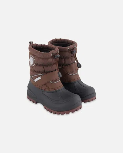 Deux Par Deux Kids' Winter Boots Taupe In Animal Print