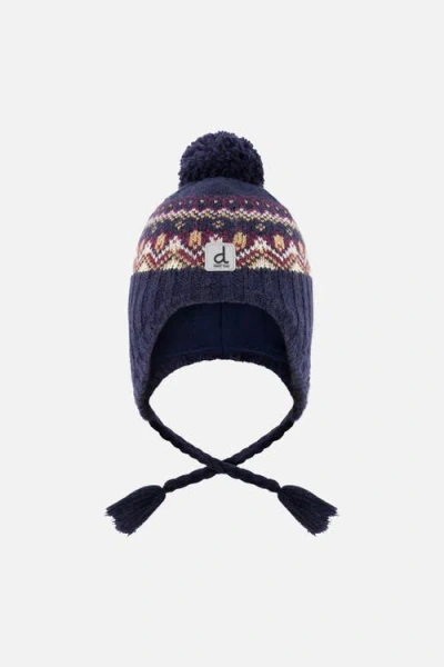 Deux Par Deux Babies'  Winter Fair Isle Earflap Peruvian Knit Hat With Pompom In Blue