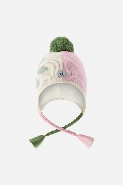 Deux Par Deux Kids'  Winter Fleece Lined Braided Tassel Peruvian Knit Hat With Pompom In White