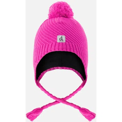 Deux Par Deux Kids'  Winter Knit Ear Flap Pompom Hat In Pink