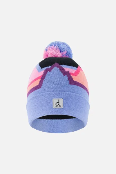 Deux Par Deux Kids' Winter Knit Hat With Pompom Black Printed Mountains In Multi