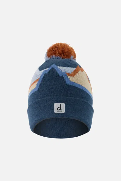 Deux Par Deux Kids' Winter Knit Hat With Pompom Blue Mountain Jacquard In Multi
