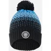 Deux Par Deux Winter Knit Pompom Hat With Lining In Blue