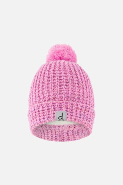 Deux Par Deux Kids'  Winter Marled Rolled Cuff Pompom Knit Hat In Pink