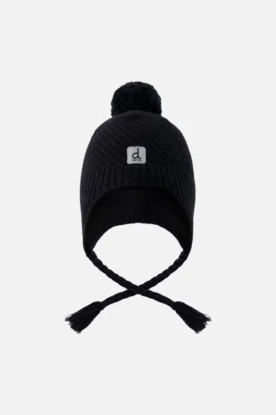 Deux Par Deux Kids' Winter Peruvian Knit Hat With Pompom Black