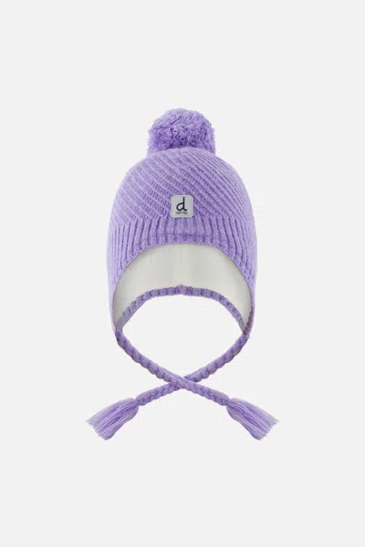 Deux Par Deux Kids' Winter Peruvian Knit Hat With Pompom Violet In Purple
