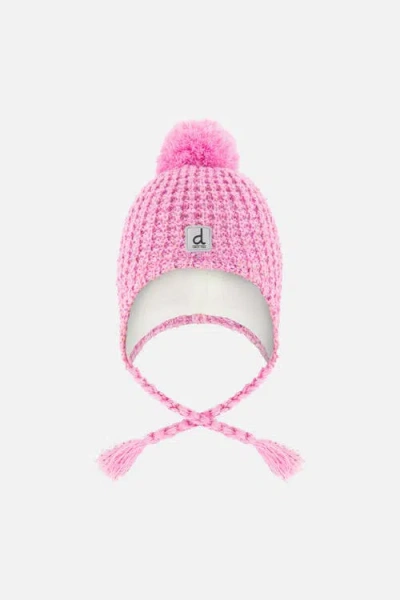 Deux Par Deux Babies'  Winter Peruvian Marled Fleece-lined Pompom Knit Hat In Pink