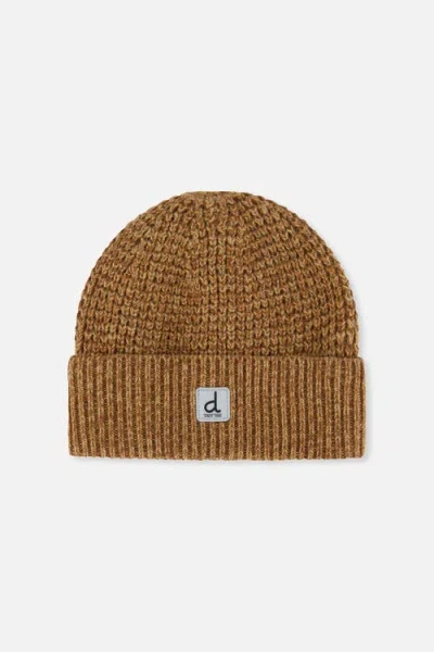 Deux Par Deux Kids'  Winter Ribbed Fleece Lined Rolled Cuff Knit Hat In Brown