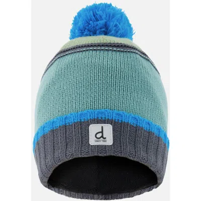 Deux Par Deux Kids'  Winter Textured Stripe Fleece Lined Knit Hat With Pompom In Gray