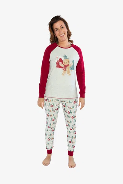 Deux Par Deux Women Two Piece Christmas Pajama Set Holiday Print In Multi