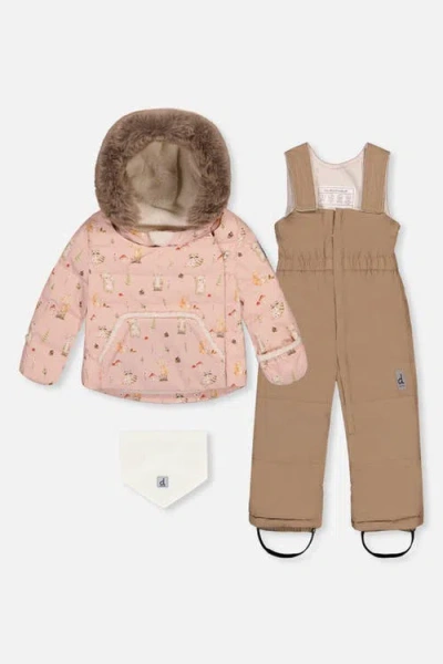 Deux Par Deux Babies'  Woodland Creature Waterproof Coat & Pants Two Piece Snowsuit In Multi