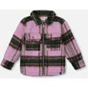 Deux Par Deux Kids'  Zipped Plaid Overshirt In Pink