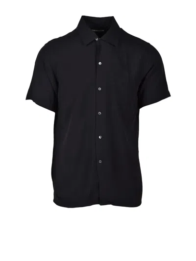 Deuxieme Black Fluid Viscose Classic Collar Shirt