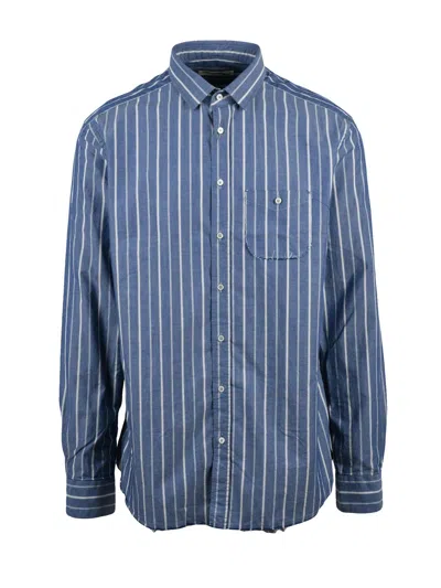 Deuxieme Denim Cotton Denim Men Shirt In Blue