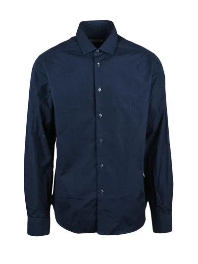 Deuxieme Midnight Blue Cotton Men Shirt