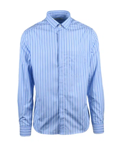 Deuxieme White/sky Blue Cotton Shirt