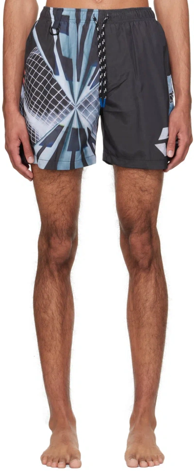 Deva States Black & Blue Print Swim Shorts In Multi