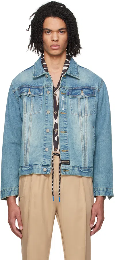 Deva States Blue Grit Denim Jacket In Washed Blue