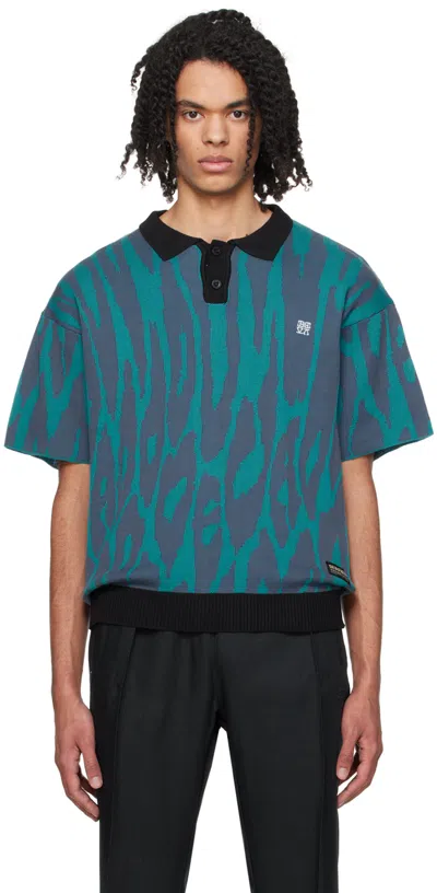 Deva States Blue Jacquard Polo