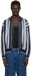 Deva States Blue Zip-up Ikat Polo In Ikat - Blue