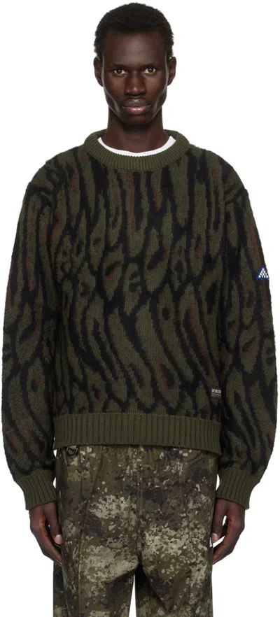 Deva States Green Brushed Knit Pantera Sweater In Multi