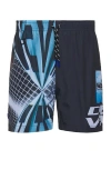 Deva States Black & Blue Print Swim Shorts In 碎花