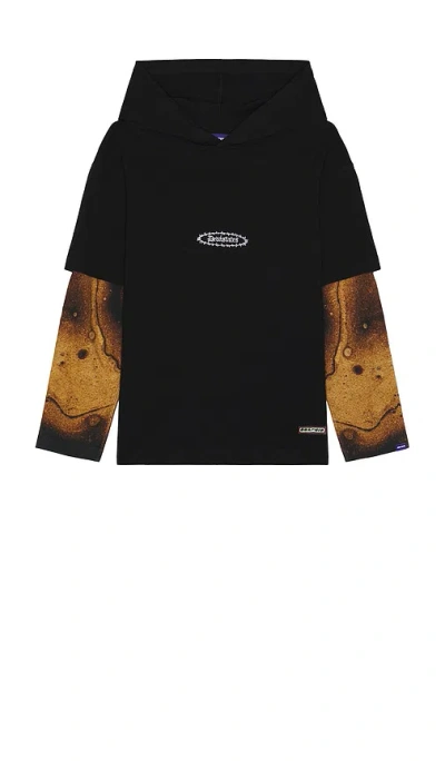 Deva States Malice Long Sleeve Hooded Tee In 黑色 & 混色