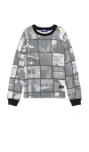 Deva States Precious Waffle Patchwork Long Sleeve Tee In Black & Mono